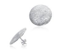 Textured Disc Circle Silver Ear Stud STS-5613